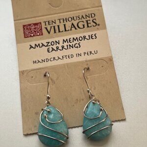 Ten Thousand Villages Amazonite Teardrop Earrings